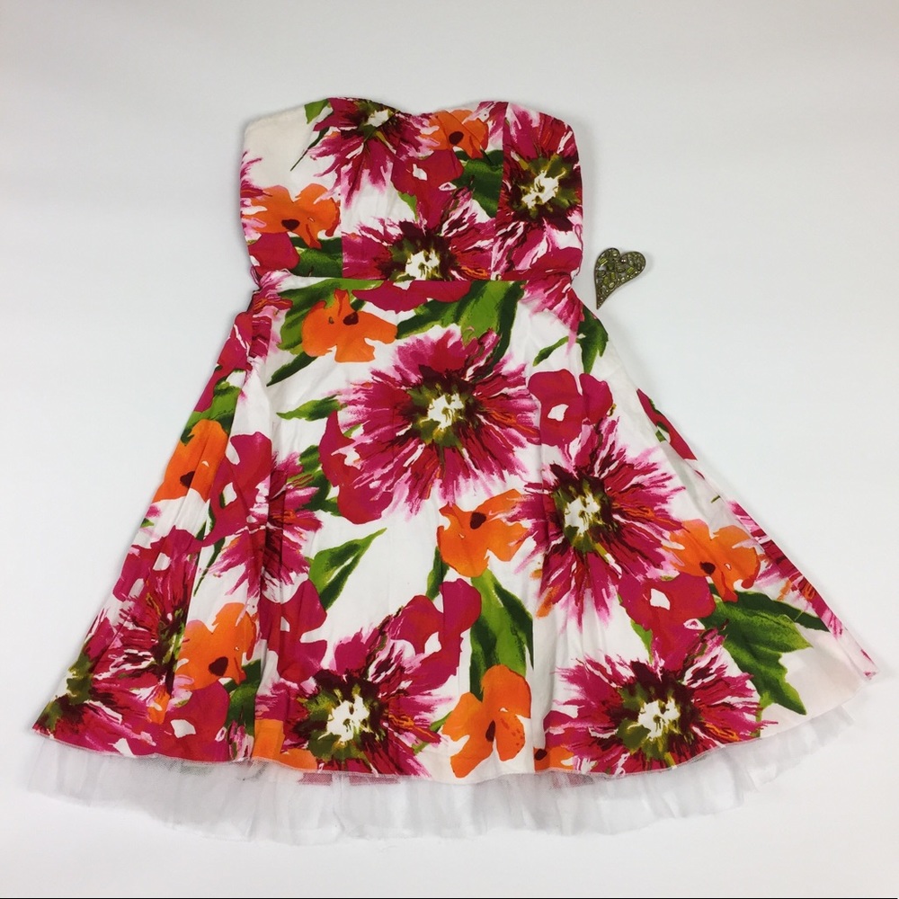 Ruby Rox Junior Size 7 Strapless Tropical Dress